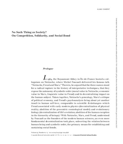 No Such Thing as Society? On Competition, Solidarity, and Social Bond