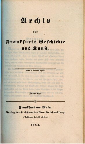 Archiv für Frankfurts Geschichte und Kunst
