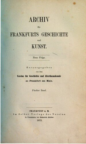 Archiv für Frankfurts Geschichte und Kunst