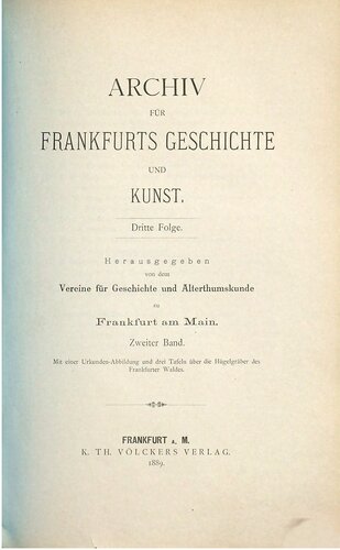 Archiv für Frankfurts Geschichte und Kunst