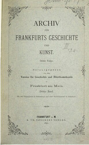 Archiv für Frankfurts Geschichte und Kunst