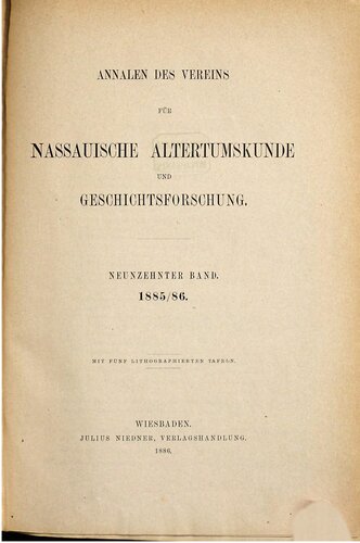 Annalen des Vereins für Nassauische Altertumskunde und Geschichtsforschung