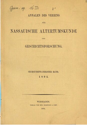 Annalen des Vereins für Nassauische Altertumskunde und Geschichtsforschung