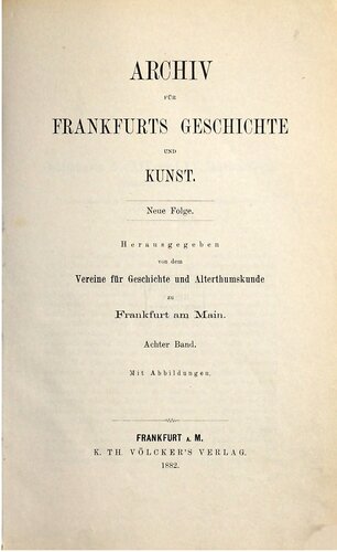 Archiv für Frankfurts Geschichte und Kunst