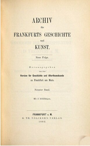 Archiv für Frankfurts Geschichte und Kunst