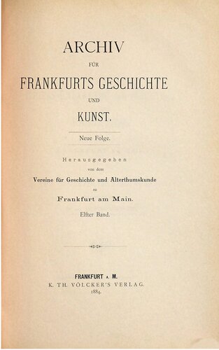 Archiv für Frankfurts Geschichte und Kunst