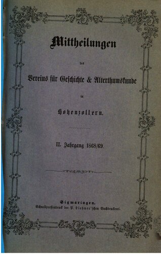Mitteilungen des Vereins für Geschichte und Altertumskunde in Hohenzollern