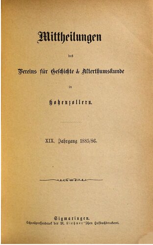 Mitteilungen des Vereins für Geschichte und Altertumskunde in Hohenzollern