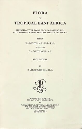 Flora of Tropical East Africa - Azollaceae (1999)