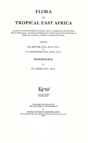 Flora of Tropical East Africa: Blechnaceae