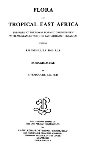 Flora of Tropical East Africa - Boraginaceae (1991)