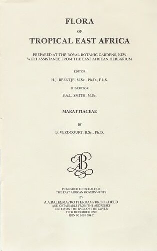 Flora of Tropical East Africa - Marattiaceae (1999)