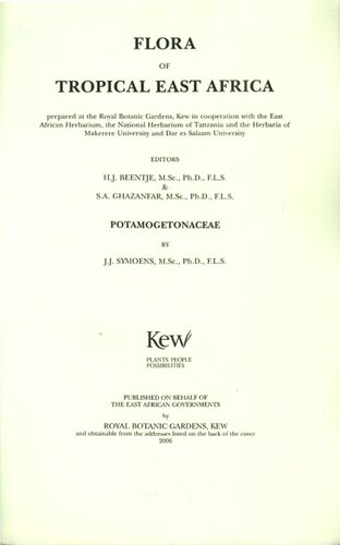 Flora of Tropical East Africa: Potamogetonaceae