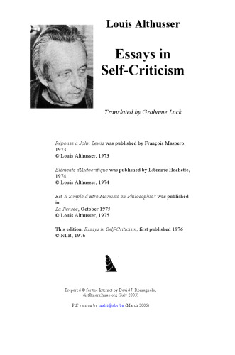 Essays in self-criticism