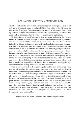 Soft Law in European Community Law (Modern Studies in European Law)