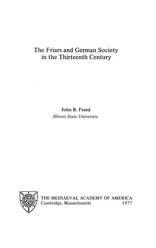 The friars and German society in the thirteenth century
