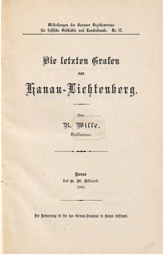 Die letzten Grafen von Hanau-Lichtenberg