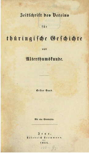 Zeitschrift des Vereins für Thüringische Geschichte und Altertumskunde