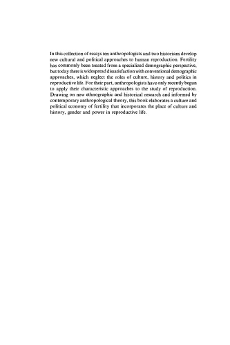 Situating Fertility: Anthropology and Demographic Inquiry