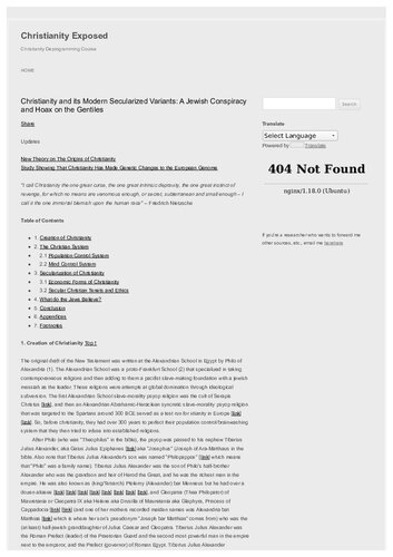 Christianity and its Modern Secularized Variants A Jewish Conspiracy and Hoax on the Gentiles ~ Christianity Exposed