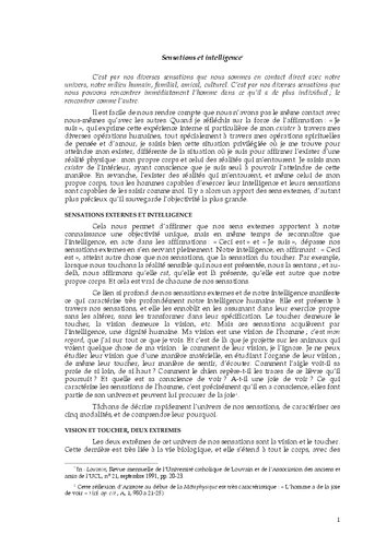 Sensations et intelligence
