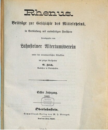 Rhenus. Beiträge zur Geschichte des Mittelrheins