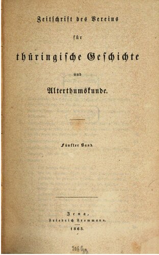 Zeitschrift des Vereins für Thüringische Geschichte und Altertumskunde