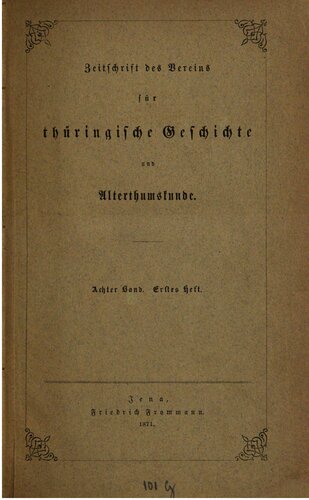 Zeitschrift des Vereins für Thüringische Geschichte und Altertumskunde