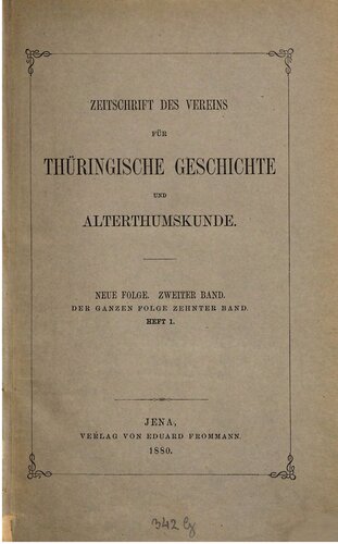 Zeitschrift des Vereins für Thüringische Geschichte und Altertumskunde