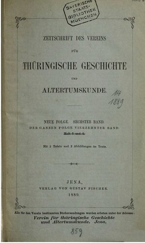 Zeitschrift des Vereins für Thüringische Geschichte und Altertumskunde
