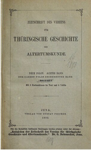 Zeitschrift des Vereins für Thüringische Geschichte und Altertumskunde