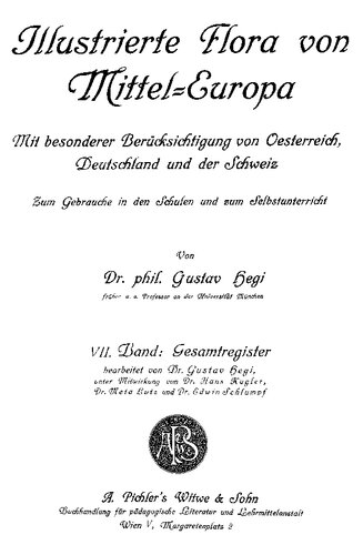 Illustrierte Flora von Mitteleuropa. Band 7 : Gesamtregister