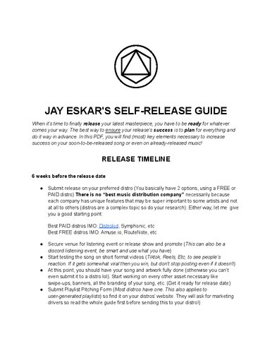 Music self release guide