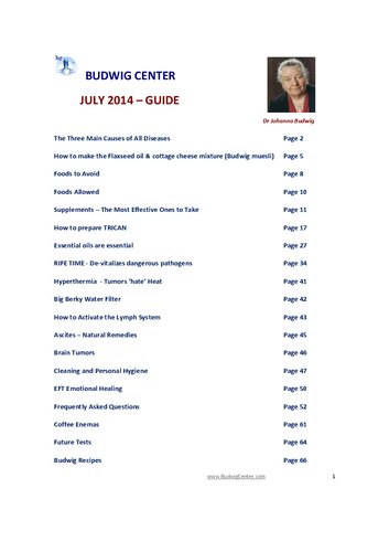 Budwig Center Guide For Cancer Treatment