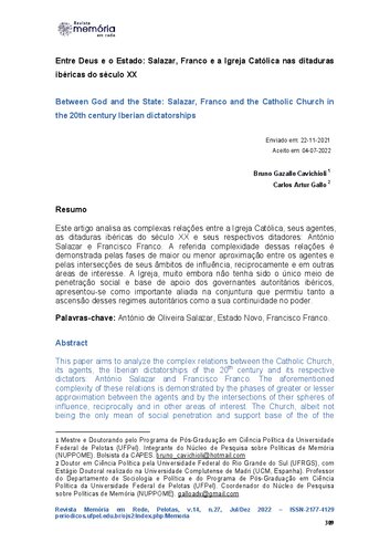 Entre Deus e o Estado: Salazar, Franco e a Igreja Católica nas ditaduras ibéricas do século XX