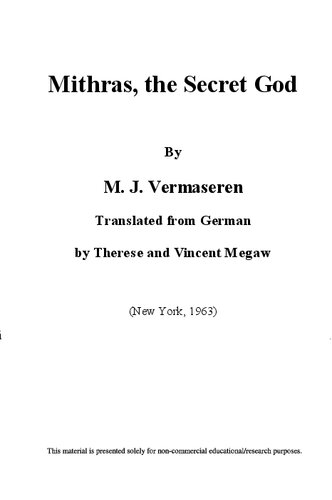 Mithras, the secret god