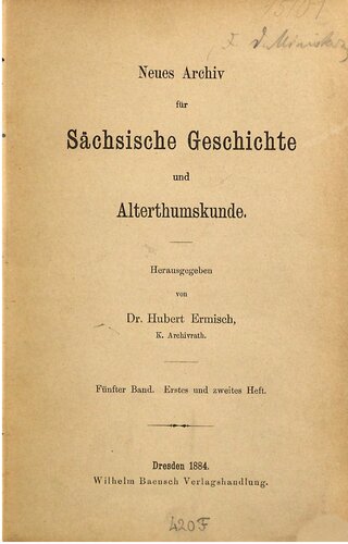 Neues Archiv für Sächsische Geschichte und Altertumskunde