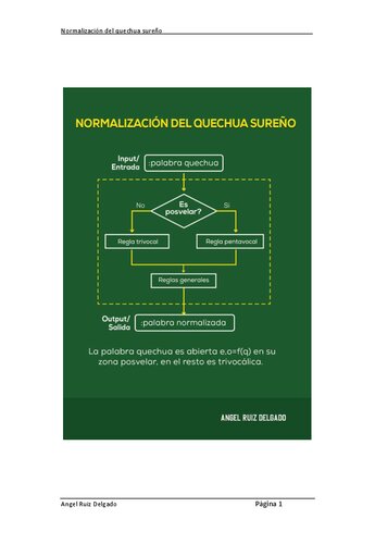 Normalización del quechua sureño: La palabra quechua es abierta e,o=f(q) en su zona posvelar, en el resto es trivocálica