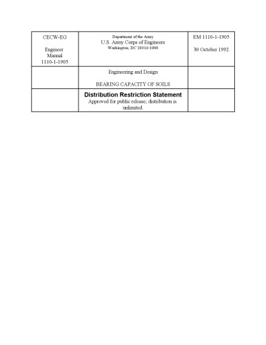 Engineering and Design - Bearing Capacity of Soils