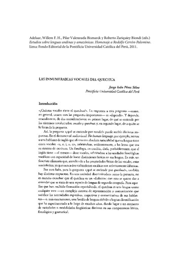 Las innumerables vocales del quechua