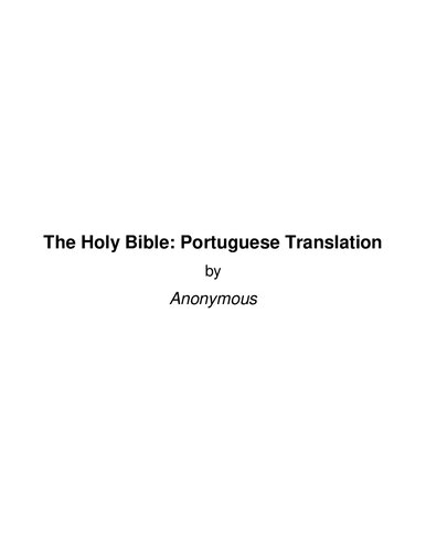 The Holy Bible: Portuguese Translation
