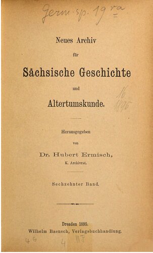 Neues Archiv für Sächsische Geschichte und Altertumskunde