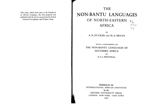 The non-Bantu languages of north-eastern Africa