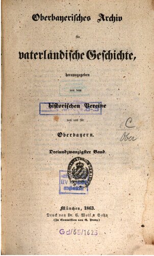 Oberbayerisches Archiv für vaterländische Geschichte