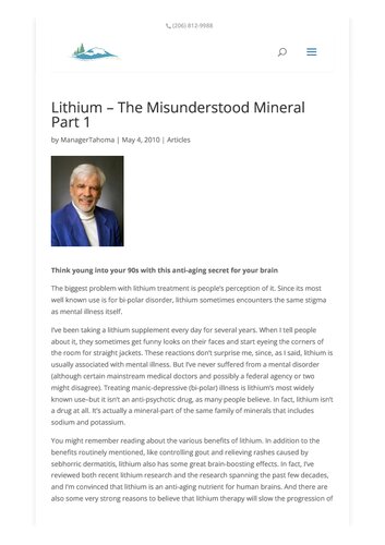 Lithium - The misunderstood mineral for mental health