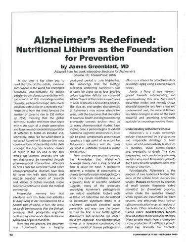 Lithium for Alzheimer Preventation