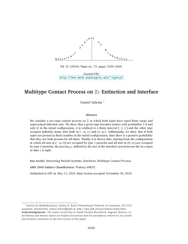 Multitype Contact Process on Z: Extinction and Interface from The Electronic Journal of Probability