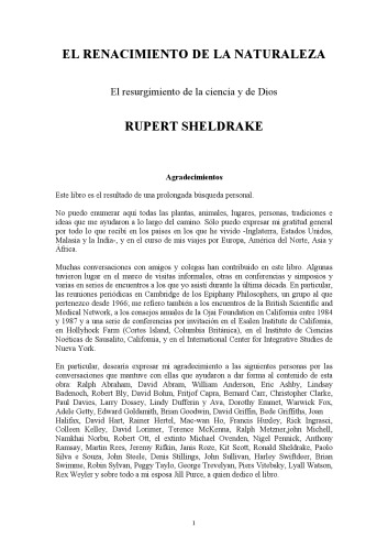 El Renacimiento De La Naturaleza: La Nueva Imagen De La Ciencia Y De Dios