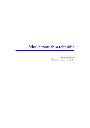 Sobre La Teoria De La Relatividad Especial y General   Relativity: the Special and the General Theory