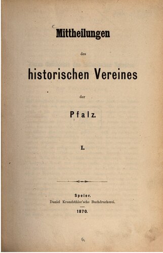 Mitteilungen des Historischen Vereins der Pfalz